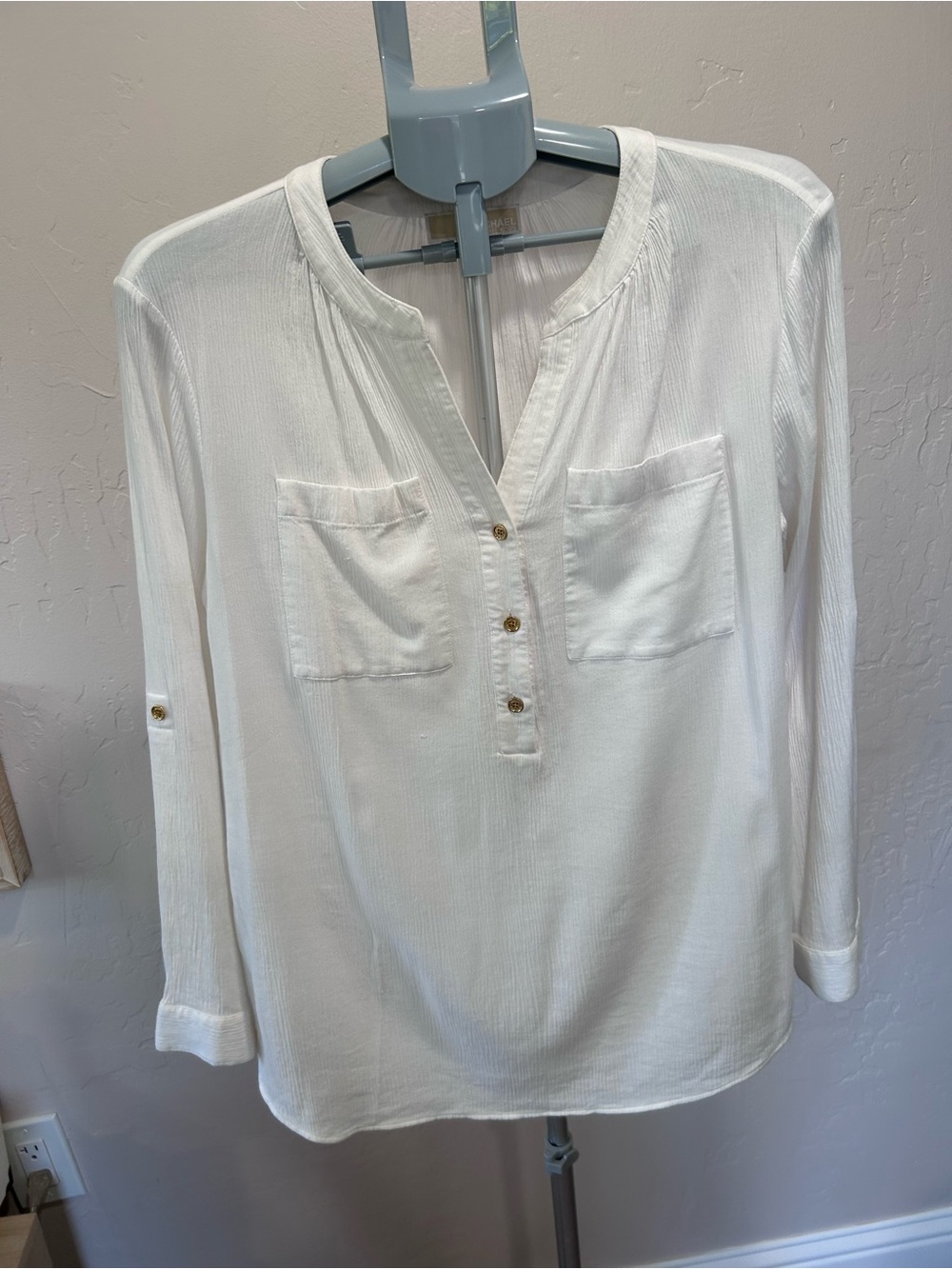 Michael Kors White Split-Neck Pullover Tunic